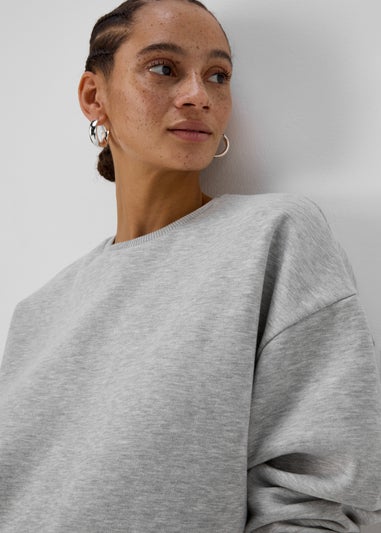 Grey Dropped Shoulder Crew Neck Sweatshirt
