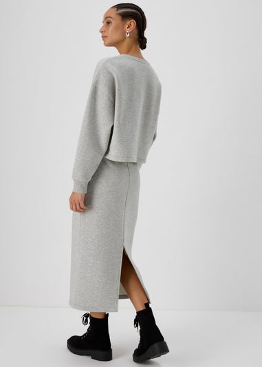 Grey Dropped Shoulder Crew Neck Sweatshirt