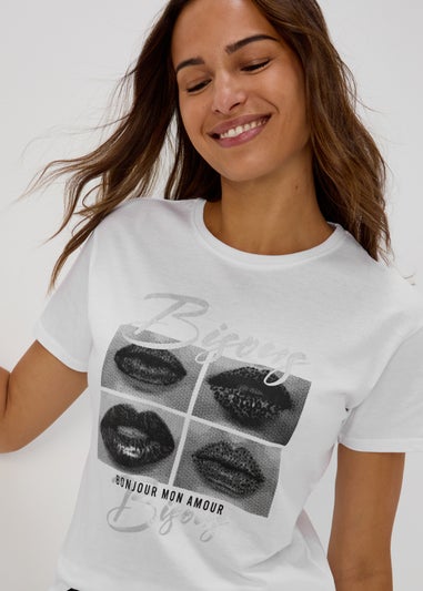 White Foil Lips T Shirt