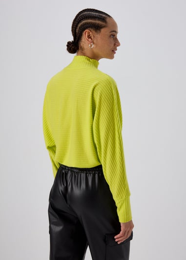 Lime Rib High Neck Top