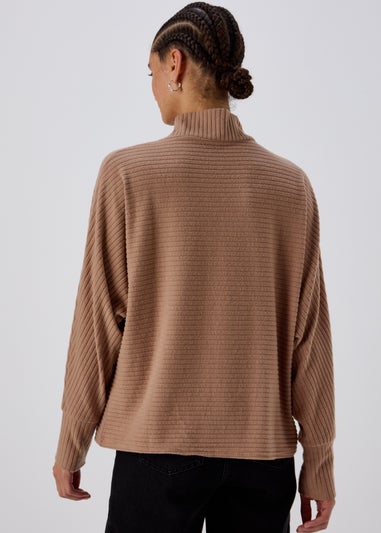 Natural Rib High Neck Top