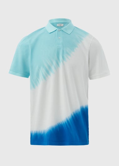 White & Blue Tie Dye Polo Shirt