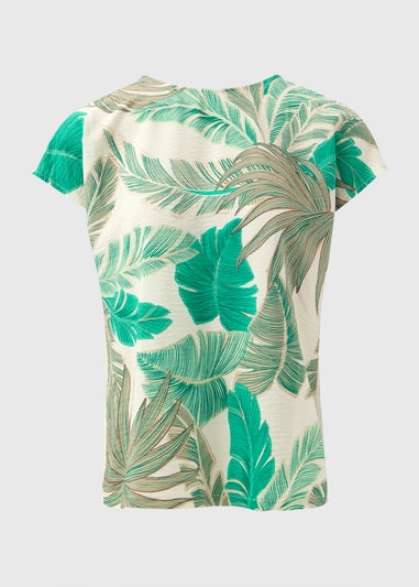 Et Vous Green Palm Print Jersey T-Shirt