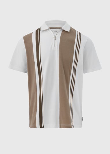 Ecru Vertical Stripe Smart Polo Shirt