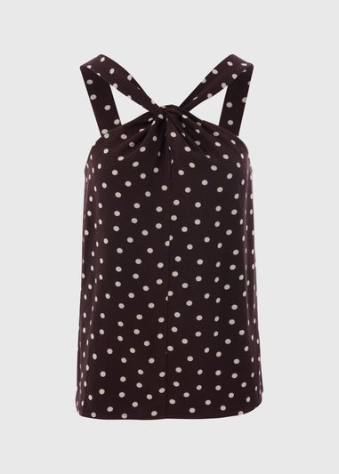 Et Vous Brown Twist Front Spot Co Ord Cami Top