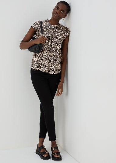 Multicoloured Leopard Print Shirred Top