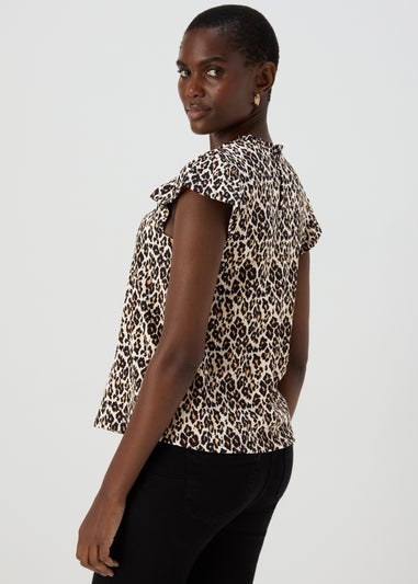 Multicoloured Leopard Print Shirred Top