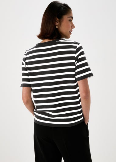 Et Vous Black/White Stripe Relaxed Stud T-Shirt