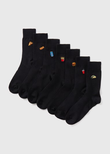 7 Pack Fast Food Embroidered Socks