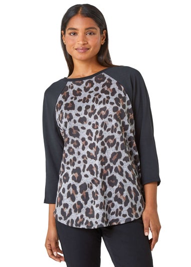 Roman Natural Animal Print Stretch Top