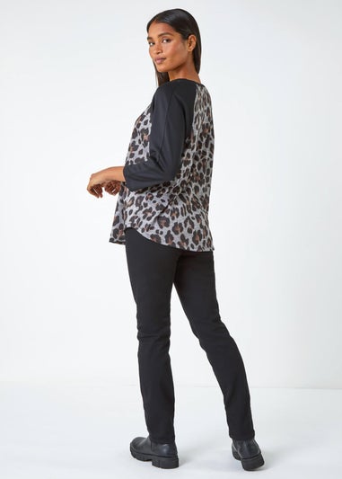 Roman Natural Animal Print Stretch Top
