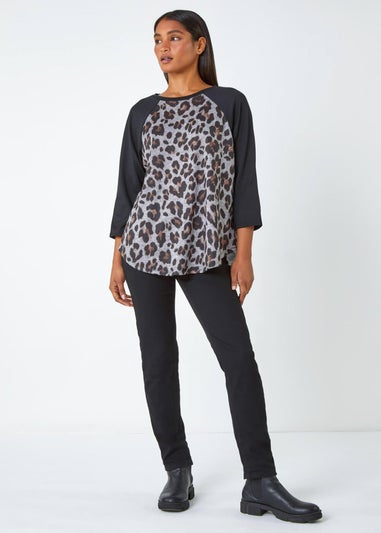 Roman Natural Animal Print Stretch Top