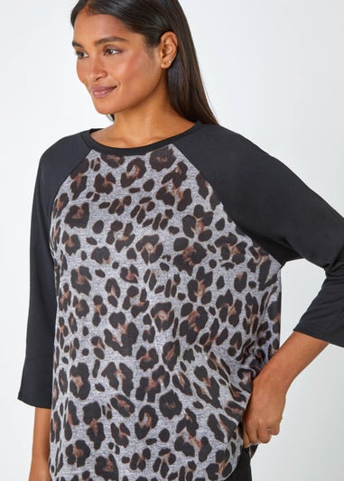Roman Natural Animal Print Stretch Top
