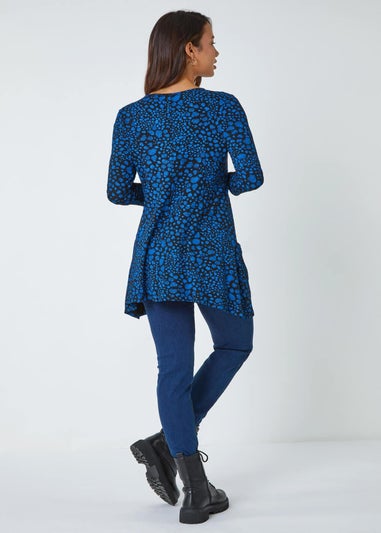 Roman Blue Spot Print Stretch Swing Top