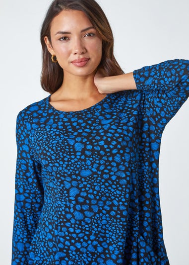 Roman Blue Spot Print Stretch Swing Top