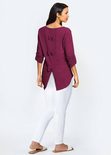 Roman Rose Jersey Bow Back Detail Top