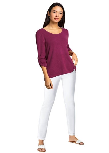 Roman Rose Jersey Bow Back Detail Top