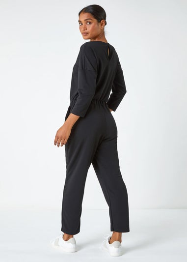 Roman Black Elasticated Waist Stretch Jumpsuit
