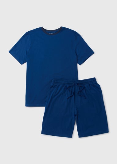 Blue Basic T-Shirt & Shorts Pyjama Set