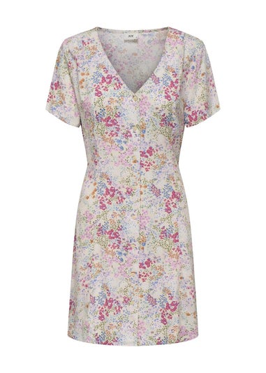 JDY Multicolour Leaf V Neck Tea Dress