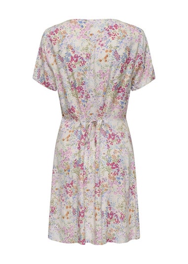 JDY Multicolour Leaf V Neck Tea Dress