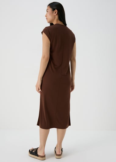 Brown Jersey Midi Dress