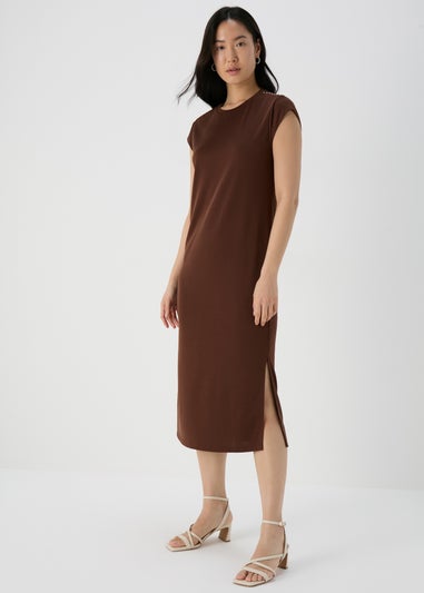 Brown Jersey Midi Dress