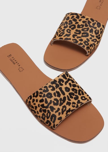 Brown Leopard Skin Mules