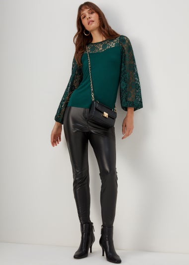 Green Lace Long Sleeve Top