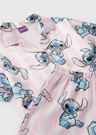 Disney Kids Pink Stitch Satin Pyjama Top & Shorts Set (4-13yrs)