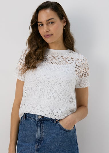 Papaya Petite Cream Lace T-Shirt