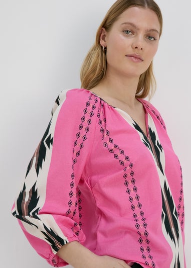 Pink Aztec Blouse Top