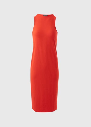 Red Racer Ribbed Midi Dress