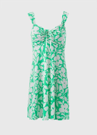 Green Floral Crinkle Cami Mini Dress