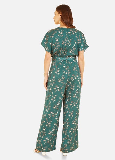 Yumi Pebble Print Satin Jumpsuit In Green