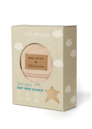 Clair de Lune Star Fleece Beige Wrap Blanket