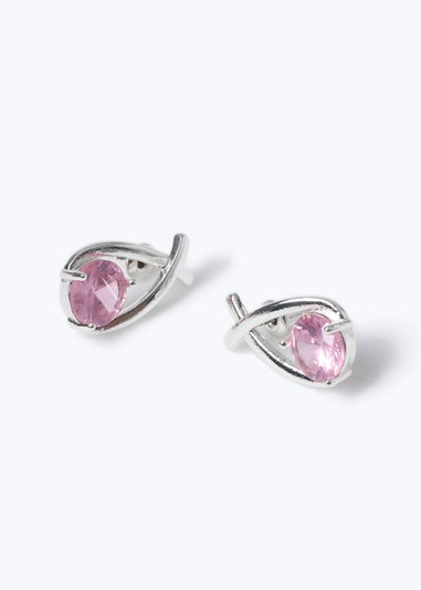 Muse Pink Cross Loop Stud Earrings