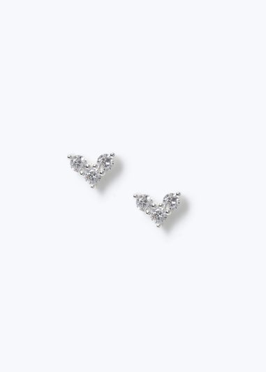 Silver Heart Stud Earrings