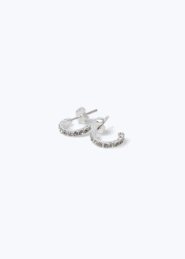 Silver Crystal Hoop Earrings
