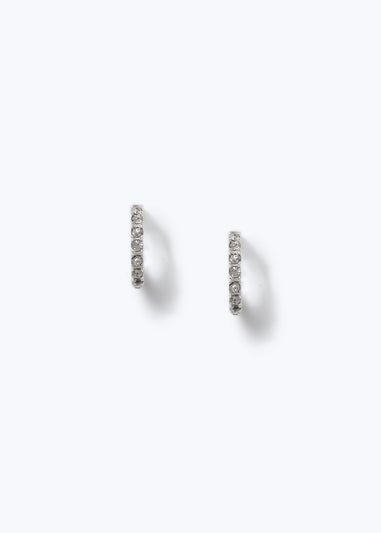 Silver Crystal Hoop Earrings