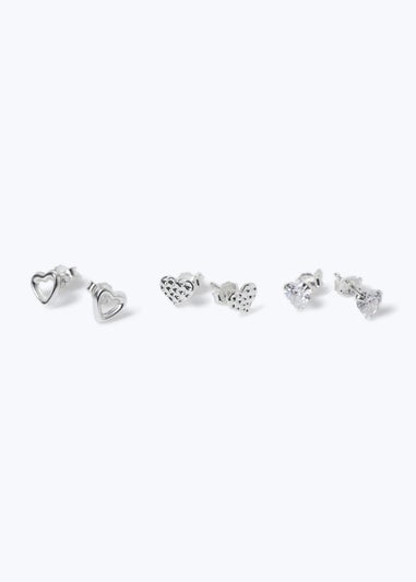 Muse Silver 3 Pack Heart Earrings