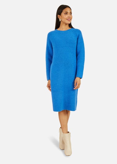 Yumi Knitted Midi Dress In Blue