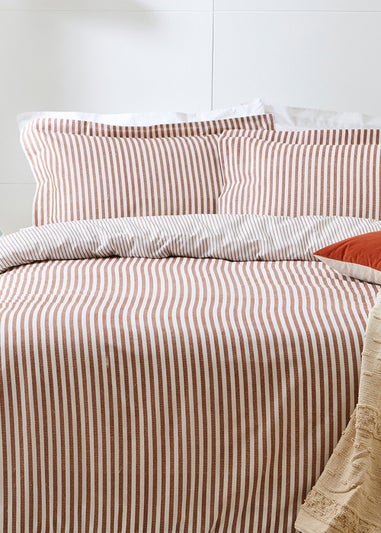 Yard Hebden Melange Brown Stripe Duvet Cover Set