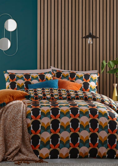 furn. Raeya Art Deco Geometric Duvet Cover Set Multi