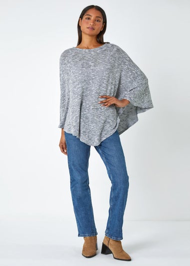 Roman Grey Marl Stretch Knit Jersey Top