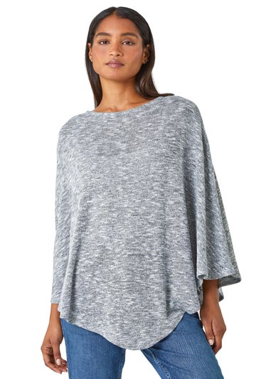 Roman Grey Marl Stretch Knit Jersey Top