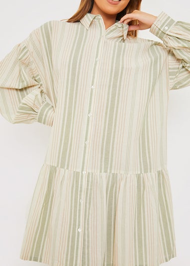 In The Style Stacey Green Stripe Shirt Dress