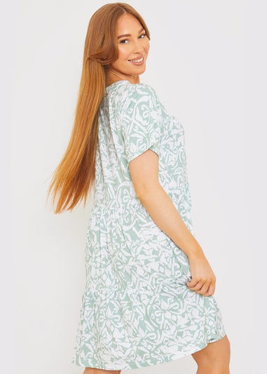 In The Style Stacey Green Smock Jersey Mini Dress