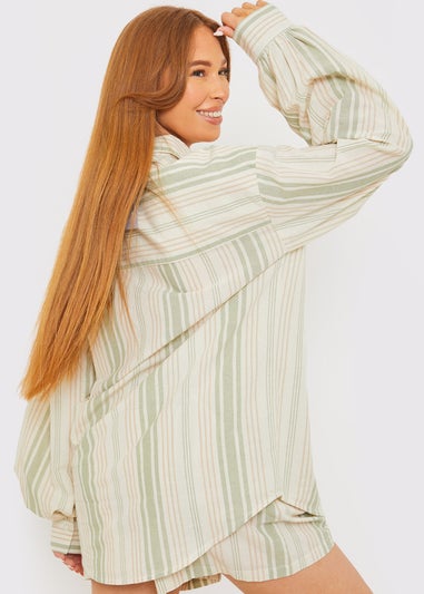 In The Style Stacey Green Stripe Co Ord Shirt