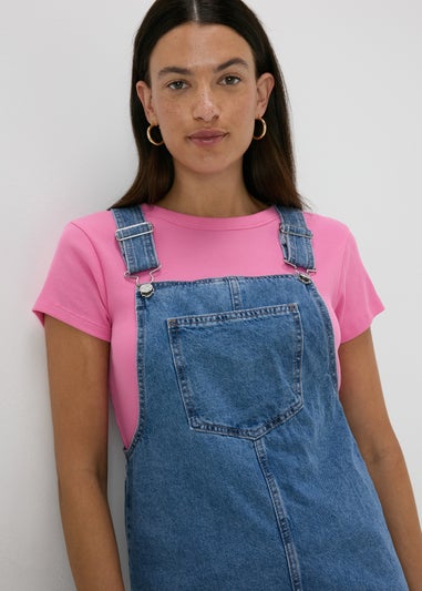 Mid Wash Denim Pinafore Dress